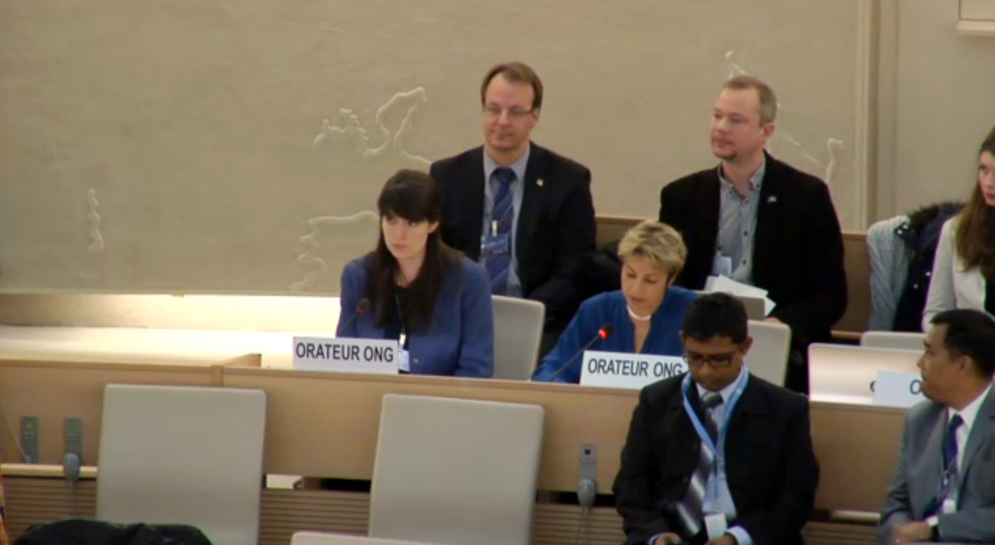 Brussels ICT Europe EU Policy Director Vincent Metten gaf een mondelijke verklaring af over anti-terreur maatregelen in China op verzoek van de Helsinki Foundation for Human Rights bij de UN Human Rights Council op dezelfde dag. Hij is hier te zien met ICT Germanys Kai Müller.