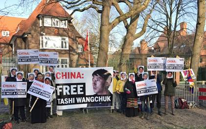 Demonstratie Tashi Wangchuk
