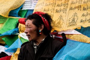 Flags for tibet close-up