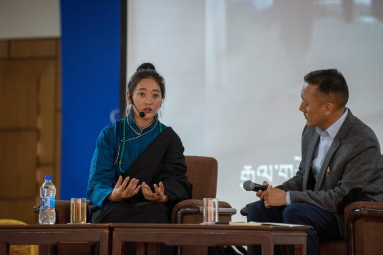|Former Tibetan political prisoner Namkyi speaking at the CTA press conference. Photo by Tenzin Jigme Taydeh