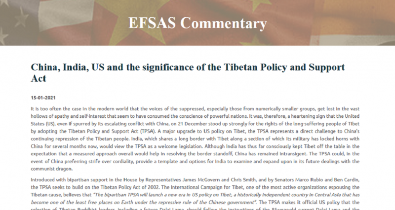 European think tank praises Tibetan Policy and Support Act